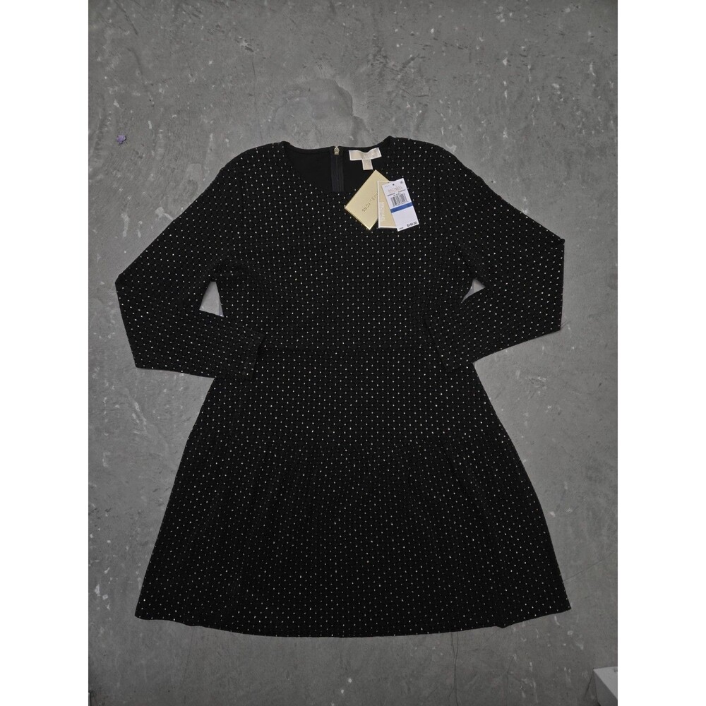 Michael Kors Womens Embellished Drop-Waist Dress Black Gold Sparkles NWT New - Picture 2 of 13
